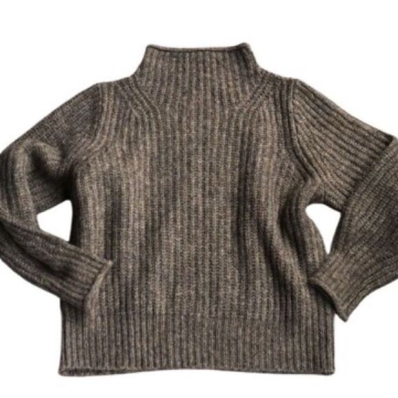 358. Madewell brown knit turtleneck wool blend sweater size medium - Picture 1 of 5
